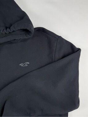 Hollister Black Pullover Hoodie with Contrasting Logo Medium